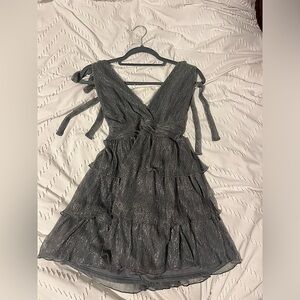 FOREVER 21 Metallic Ruffle Mini Dress